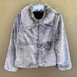 H&M Divided Gray Faux Fur Jacket Size Small